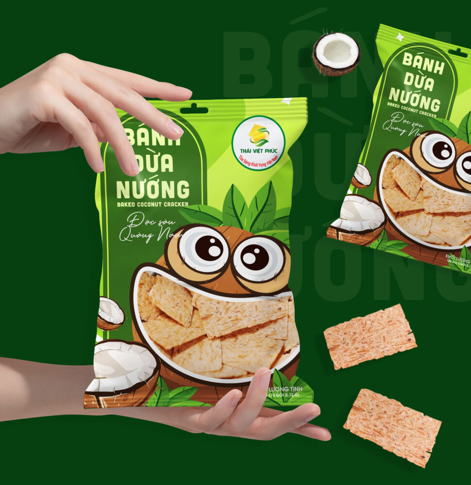 Mẫu thiết kế bao bì bánh dừa nướng