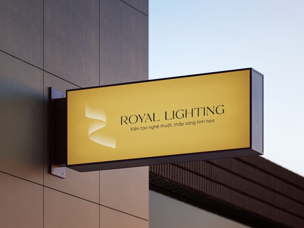 Dự án thiết kế logo đèn chiếu sáng cao cấp Royal Lighting 7 Logo đèn chiếu sáng cao cấp Royal Lighting ứng dụng trong biển bảng