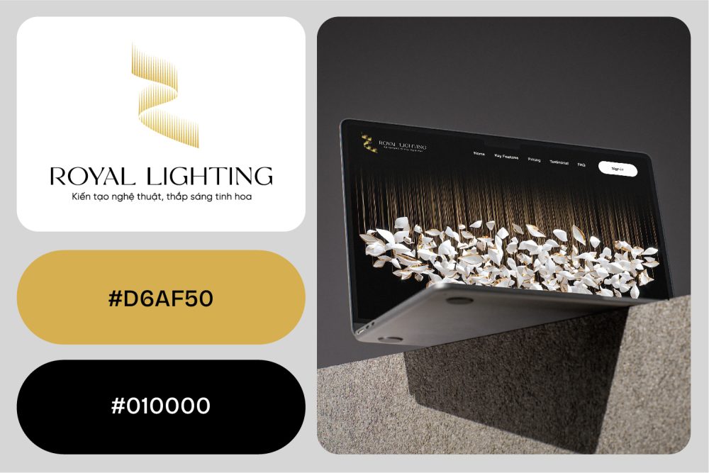 Dự án thiết kế logo đèn chiếu sáng cao cấp Royal Lighting 3 Màu sắc trong thiết kế logo đèn chiếu sáng