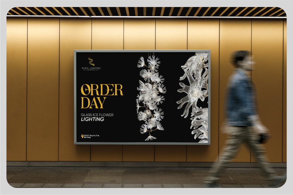 Dự án thiết kế logo đèn chiếu sáng cao cấp Royal Lighting 4 điểm nhấn hoàn thiện tổng thể logo đèn chiếu sáng