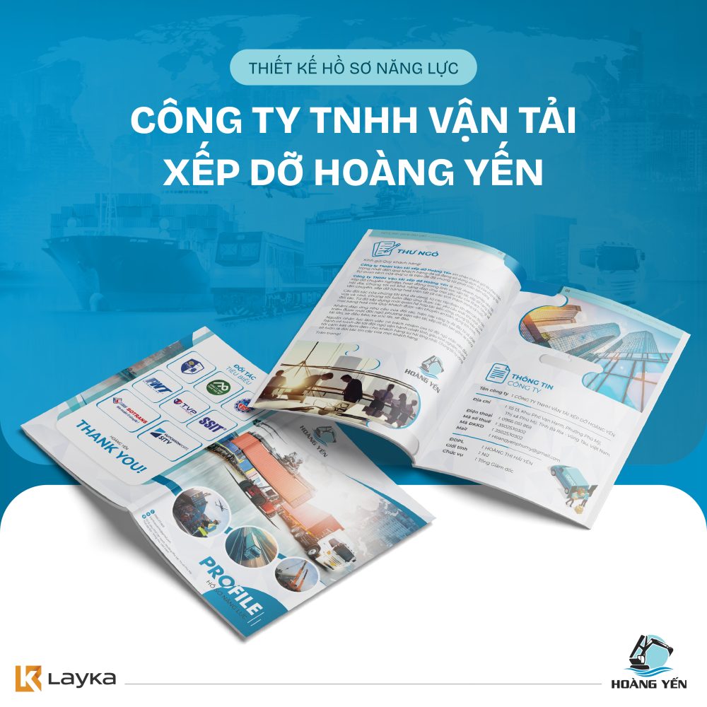 Mẫu dự án thiết kế profile hồ sơ năng lực công ty vận tải Hoàng Yến do Layka thực hiện